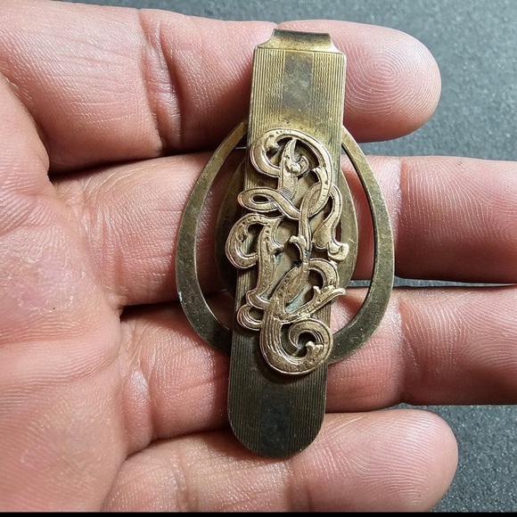 Vintage 12KT Gold Filled Monogram Initials "DVC" Ornate Money Clip - Picture 1 of 5